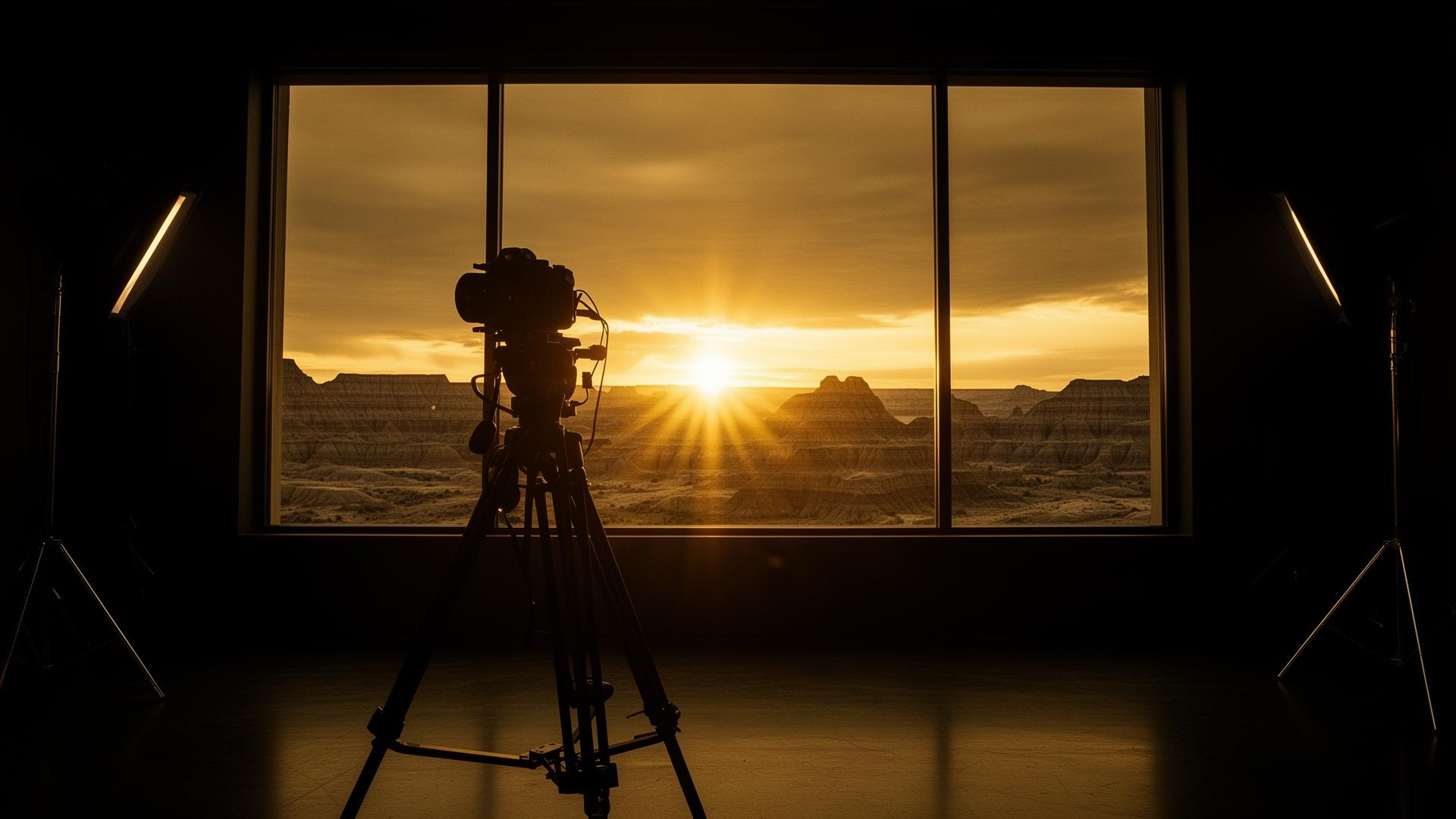 Studio setup overlooking Badlands